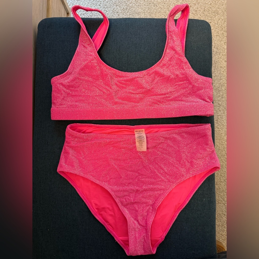 Good American Glittery Pink Bikini Bottom